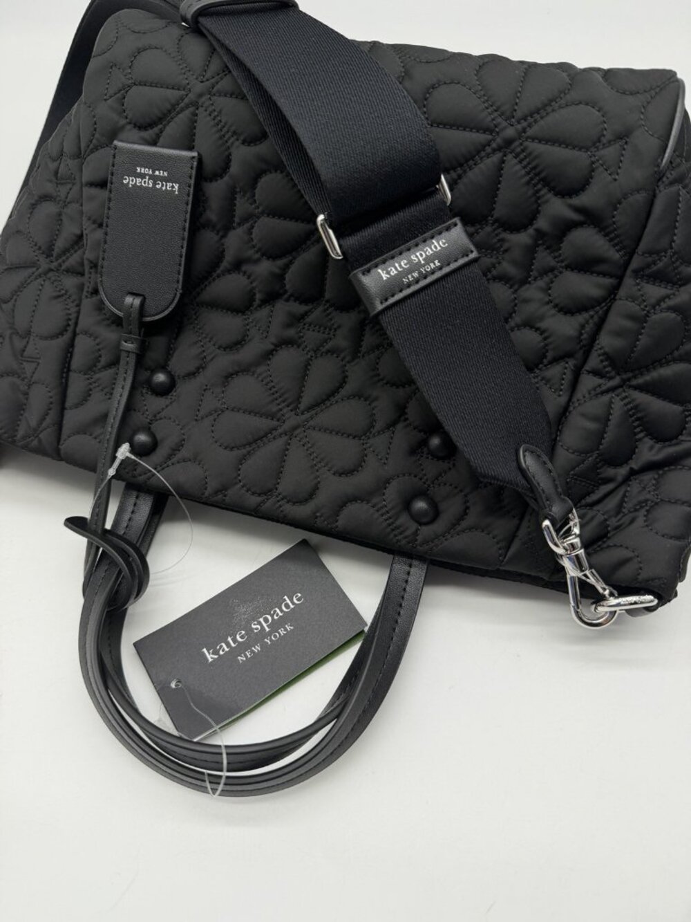KATE SPADE NY Tilly quilted spades women's small tote crossbody bag - Black - Picture 7 of 10